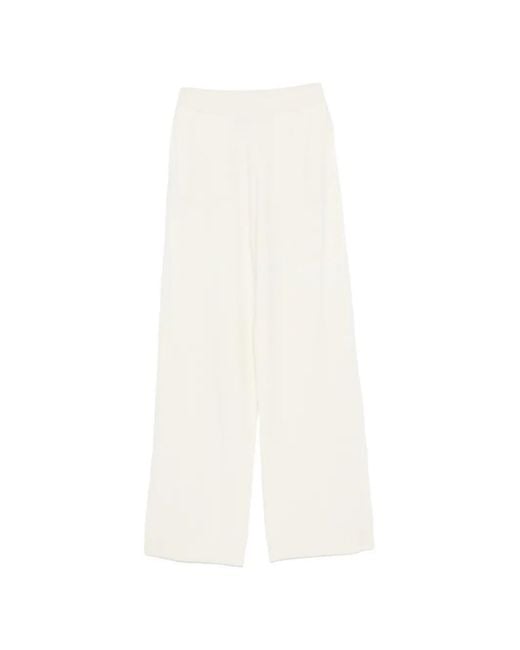 Malo White Elasticated-Waistband Knitted Trousers