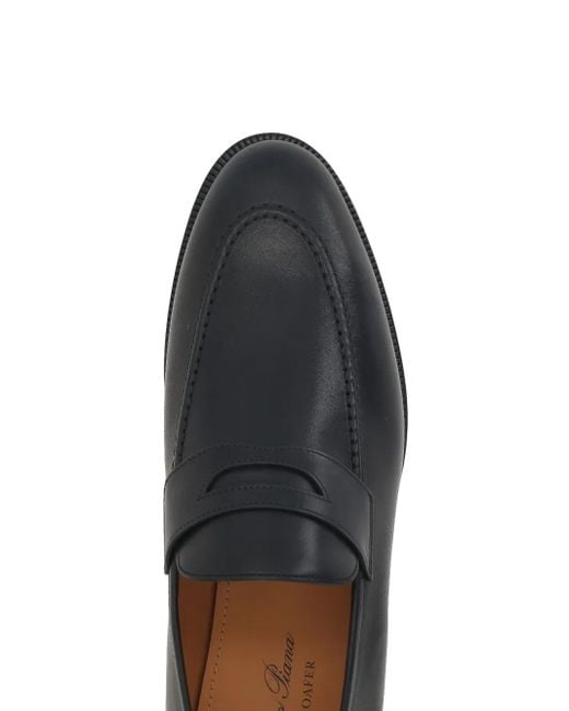 Loro Piana Black Sergio Leather Loafers