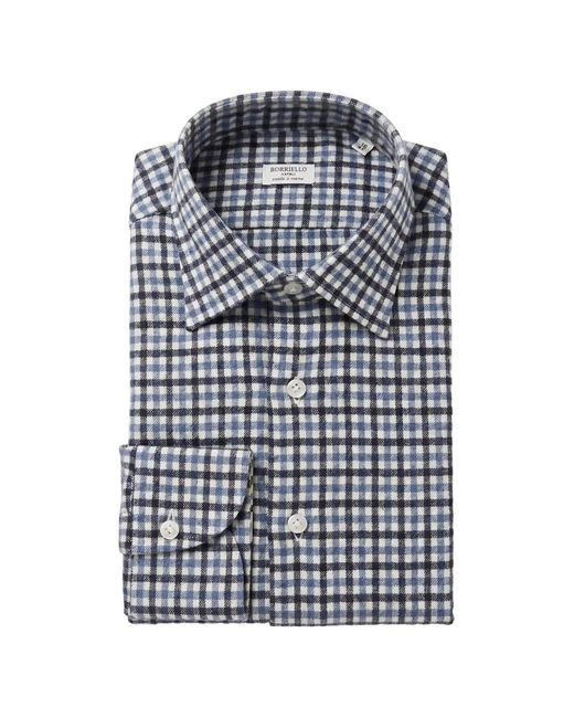 Borriello Blue Check-Print Flannel Shirt for men