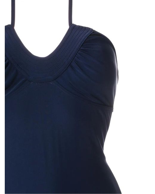 Amir Slama Blue Gathered Open Back One Piece