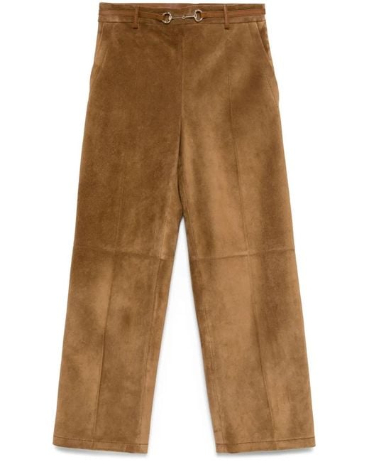 Gucci Brown Horsebit-Detail Trousers