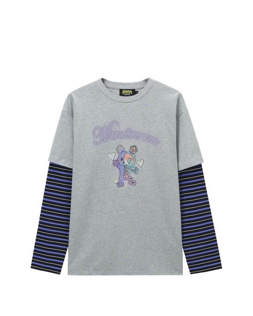 Mini Cream Blue Striped Long-Sleeve T-Shirt