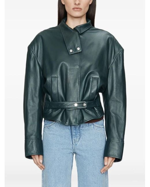 Christopher Esber Blue Eddie Belted Leather Jacket