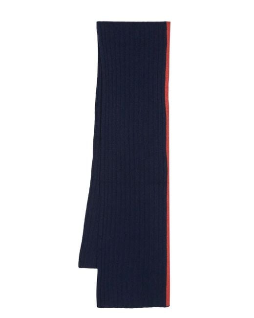Dell'Oglio Blue Cashmere Ribbed Knit Scarf for men
