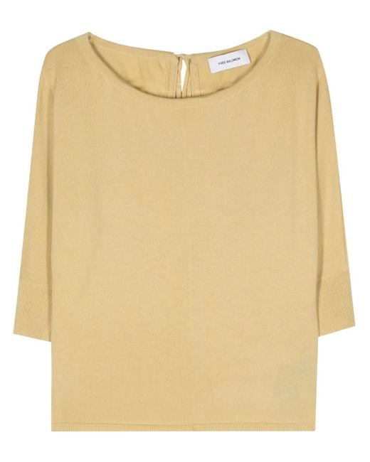 Yves Salomon Natural Tie-Fastening Wool Knitted Top