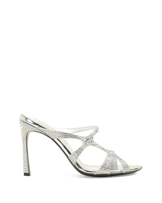 Sergio Rossi White Crystal-Embellished Sandals