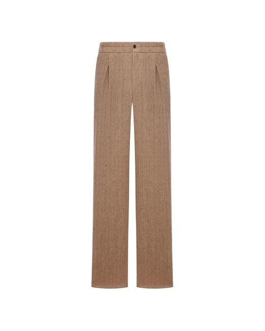 Giorgio Armani Natural Pleated Linen Trousers for men