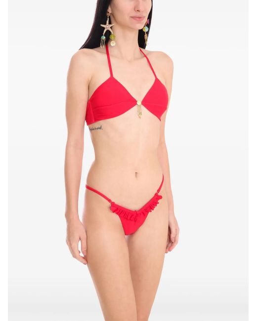 Amir Slama Red X Jade Picon Shell-Charms Bikini