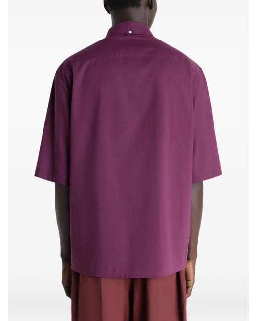 Lemaire Purple Button-Down Loop Short Sleeve Shirt for men