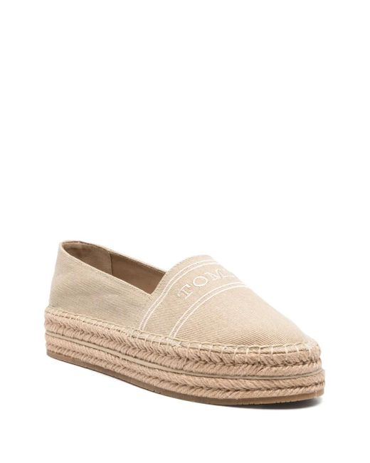 Tommy Hilfiger Natural Logo-Embroidered Espadrilles