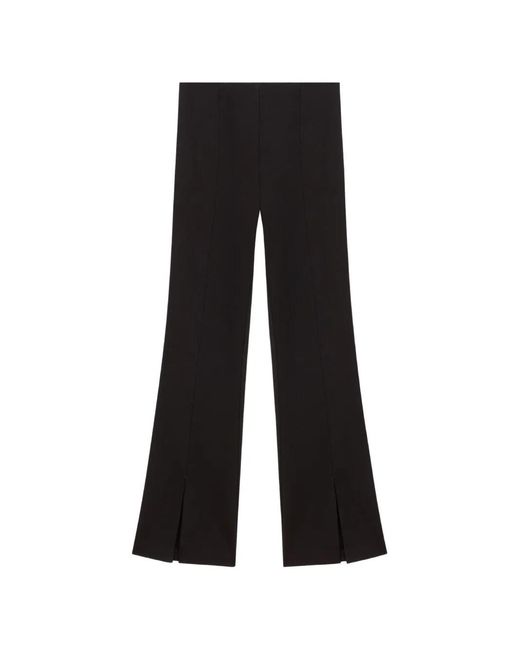 Maje Black Slit-Hem Flared Trousers