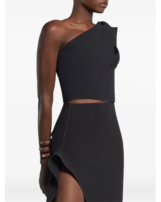 Maticevski One-shoulder Long-sleeve Top Black