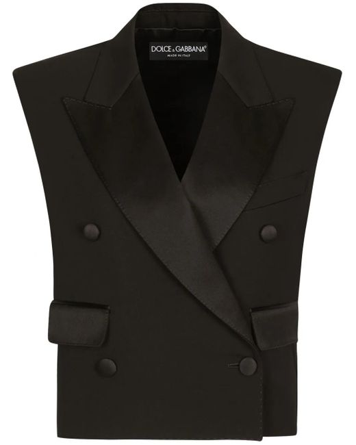 Dolce & Gabbana Black Virgin Wool Sleeveless Blazer