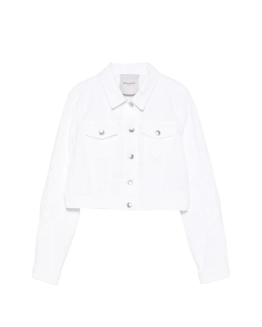 ERMANNO FIRENZE White Embroidered Denim Jacket