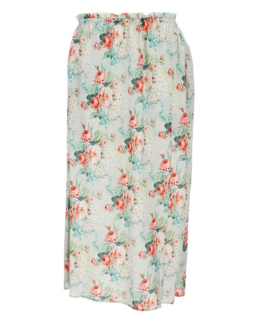 Simone Rocha Midi-Rok Met Elastische Taille En Bloemenprint in het White