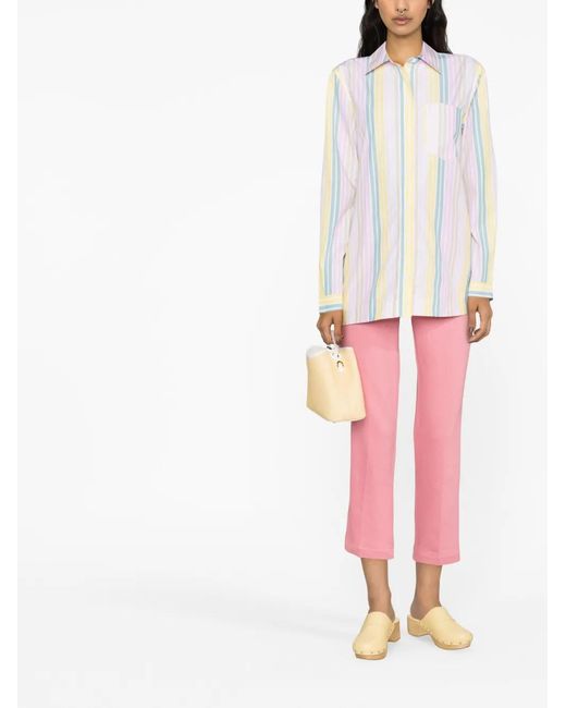 Ganni White Striped Organic Cotton Shirt