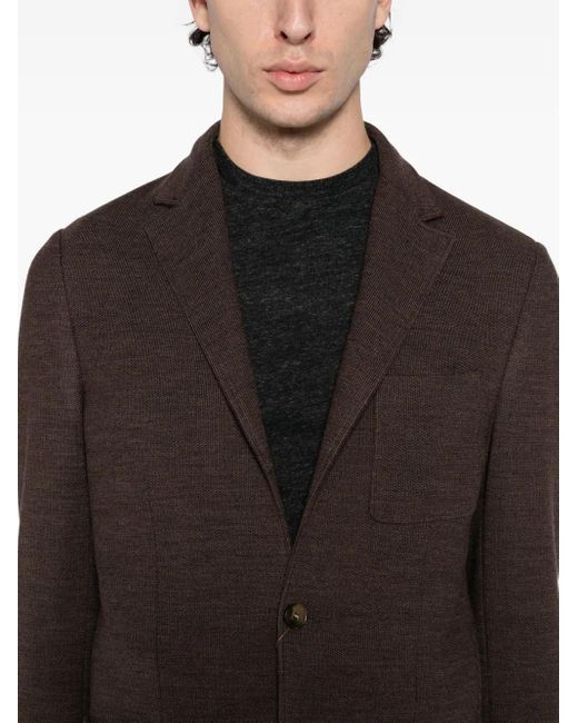 Canali Black Single-Breasted Knitted Blazer for men
