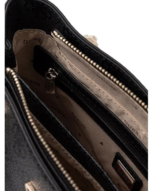 Guess Black Noelle 4G Monogram Charm Tote Bag