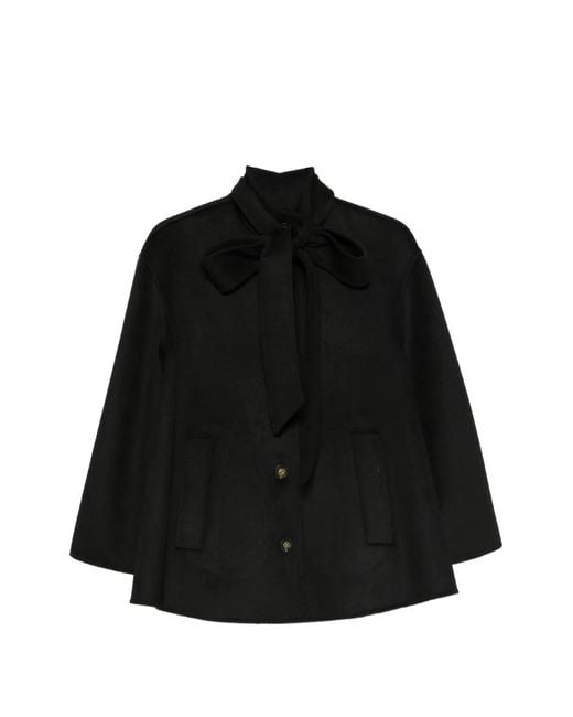 Zimmermann Black Valiant Pussy-Bow Single-Breasted Coat