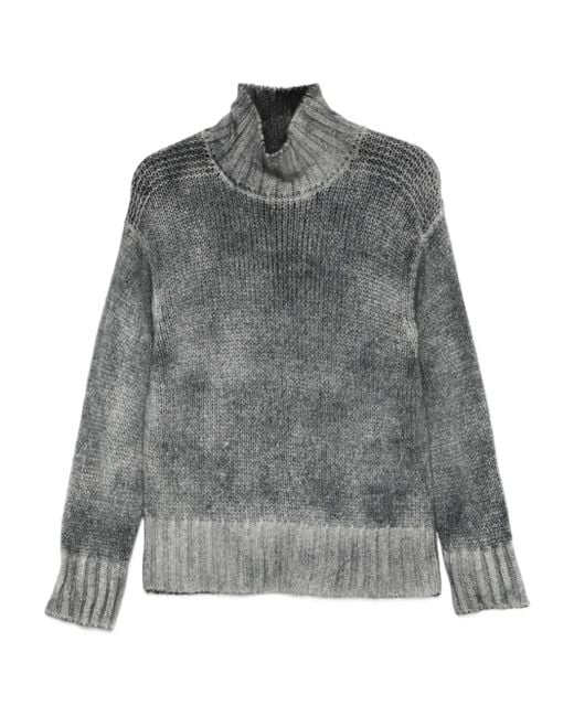 Avant Toi Gray Gerippter Pullover mit Rollkragen