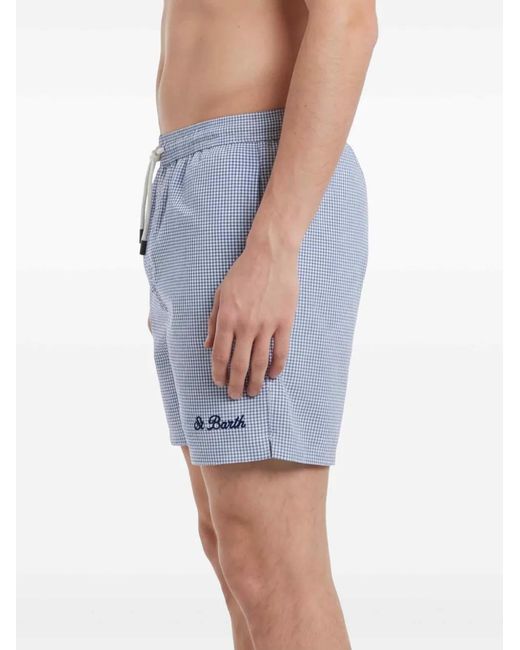 Mc2 Saint Barth Blue Paimos Check Drawstring Swim Shorts for men