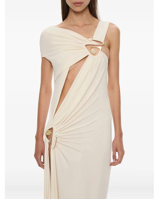 Christopher Esber Natural Veer Spiral Crystal Draped Maxi Dress