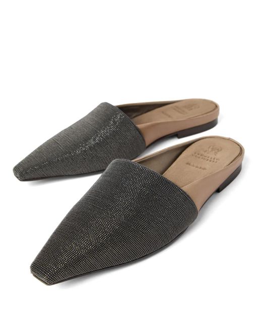 Brunello Cucinelli White Monili-Detail Mules