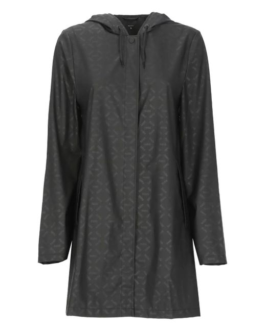 Rains Gray Logo-Print Hooded Raincoat