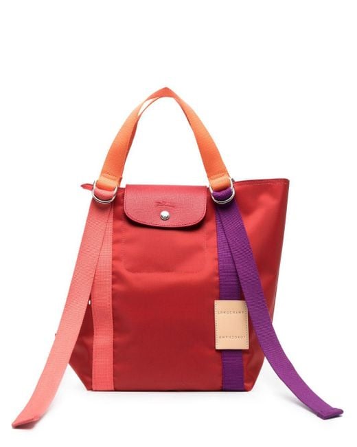 Longchamp Red Le Pliage Re-play Tote Bag