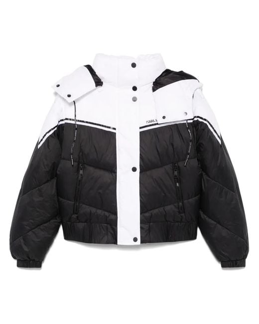 Karl Lagerfeld Black Colour Block Design Down Jacket