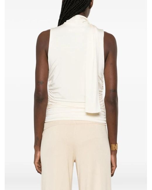 AYA MUSE White Self-Tie Draped Top