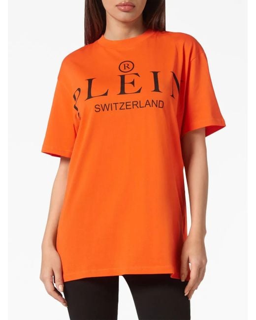 Philipp Plein Orange T-Shirt À Logo Imprimé