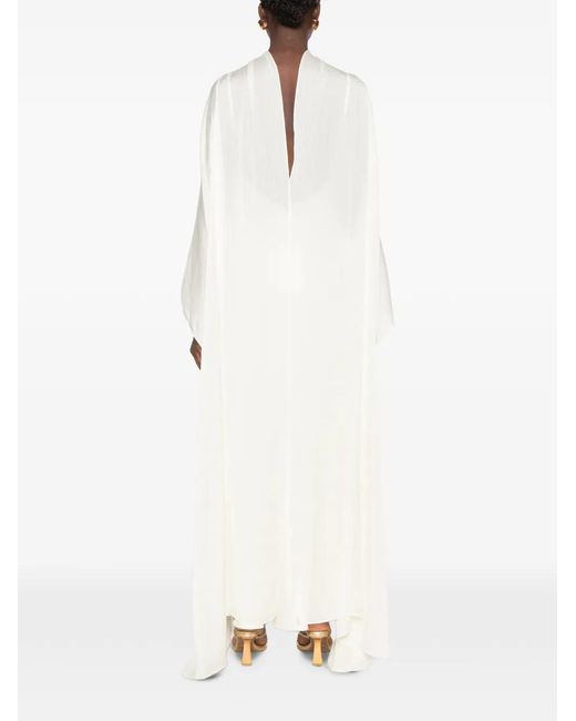 Abadia White Sheer Pleated Kaftan