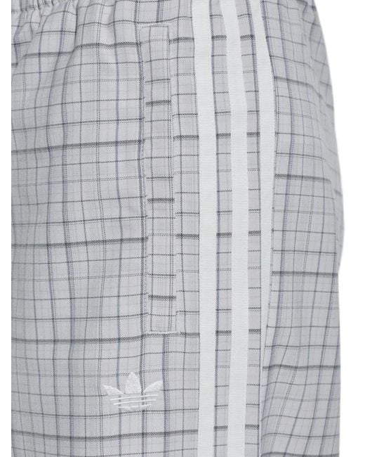 Adidas White Checked Wide-Leg Track Pants