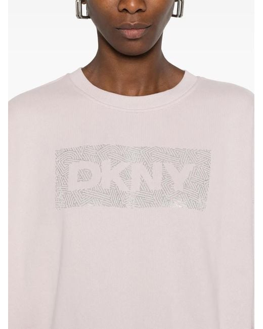 DKNY Pink Logo-Embellished Sweatshirt
