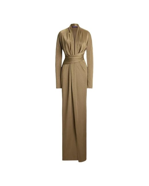 Ralph Lauren Natural Ashten Metallic-Jersey Maxi Dress