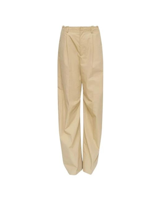 MM6 by Maison Margiela Natural Raw-Edge Pleated Trousers