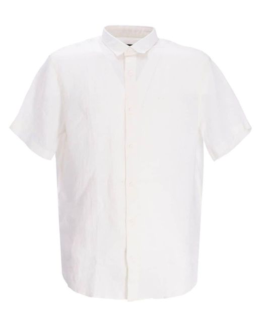 Armani Exchange White Short-sleeve Linen Shirt for men