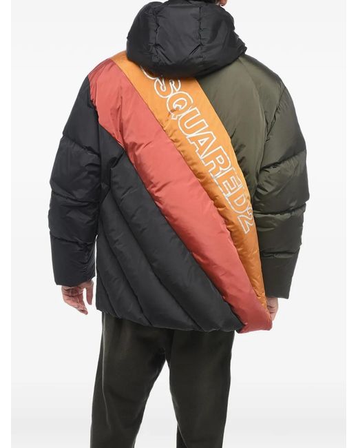 DSquared² Black Quilted Hooded Jacket for men