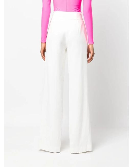 Jonathan Simkhai White Split-Cuff High-Waist Trousers