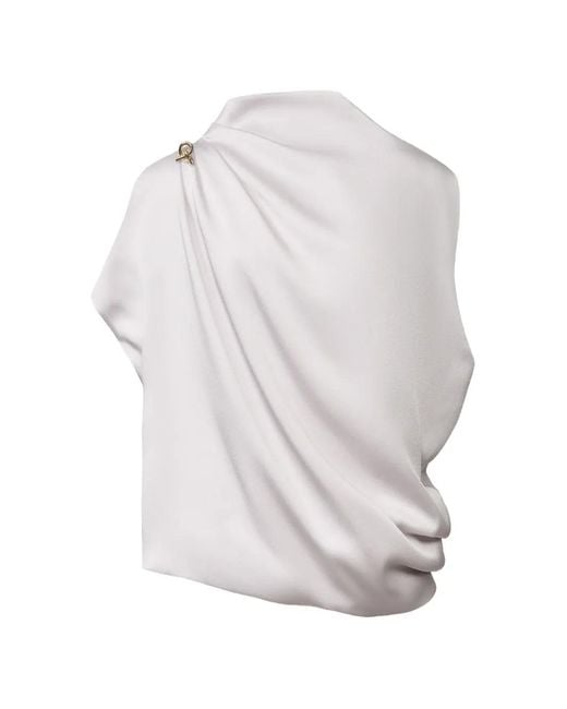 Fabiana Filippi White Draped-Detail Knot-Embellished Top