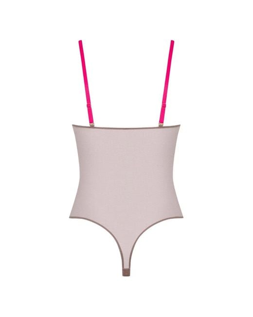 Maison Close White Corps À Corps Contrast-Strap Mesh Bodysuit