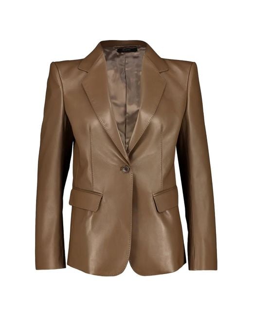 Tom Ford Brown Guanteria-Leather Single-Breasted Jacket