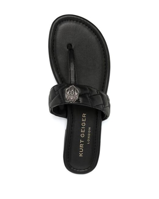 Kurt Geiger Black Kensington Flat Sandals