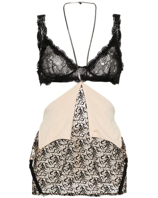 The Attico Black Embroidered Tulle Top