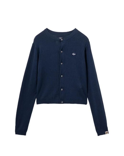 AAPE BY A BATHING AP Blue Logo-Patch Button-Up Cardigan