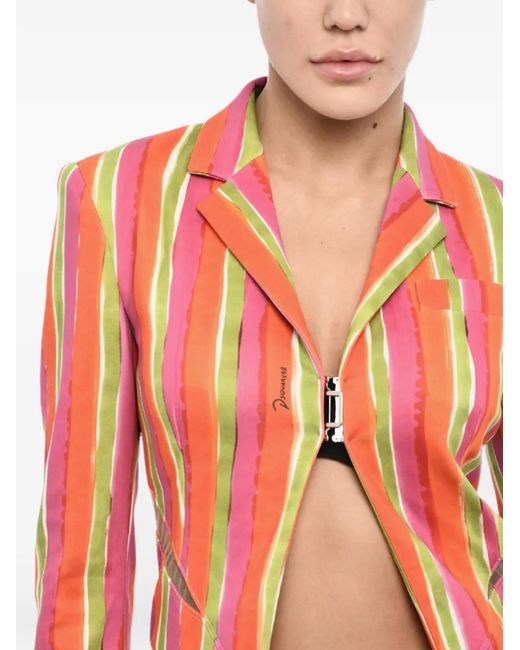 DSquared² Blue Striped Cut-Out Blazer