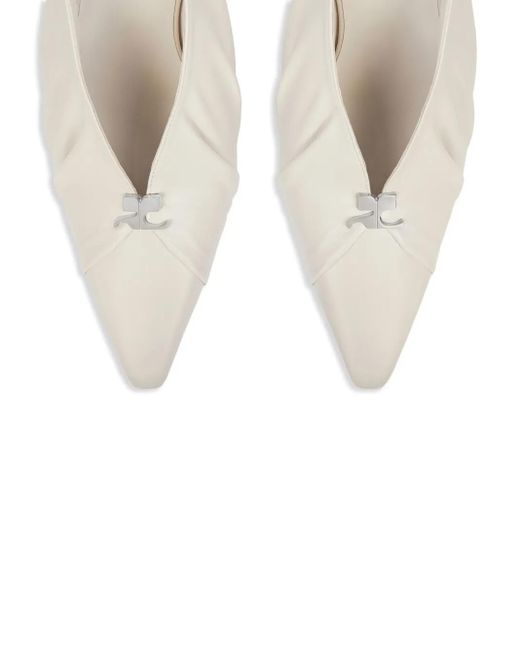 Courreges White Draped Faux Leather Pumps
