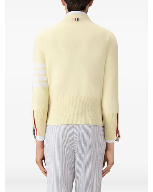 Thom Browne Natural 4-Bar Stripe Cardigan for men