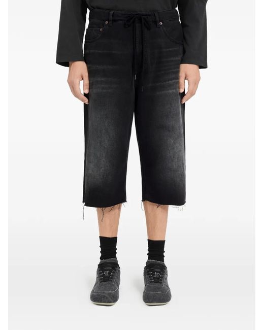 MM6 by Maison Margiela Black Frayed Denim Shorts for men